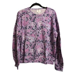 Sundry Mod Floral Sweatshirt Top Bright Orchid Long Sleeves Crewneck 2 / M New